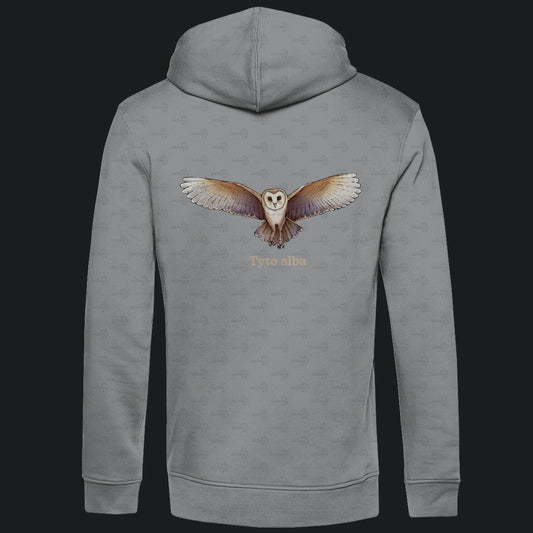 Herren Bio Hoodie mit Seitentaschen | Schleiereule Barnowl Tyto alba