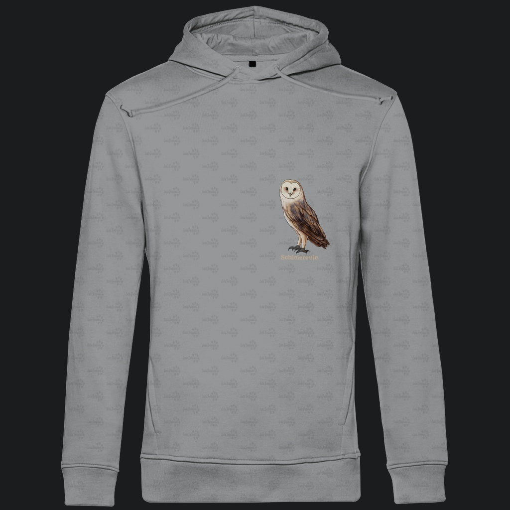 Herren Bio Hoodie mit Seitentaschen | Schleiereule Barnowl Tyto alba