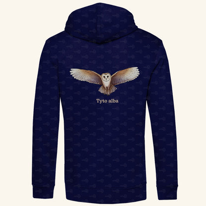Herren Bio Hoodie mit Seitentaschen | Schleiereule Barnowl Tyto alba