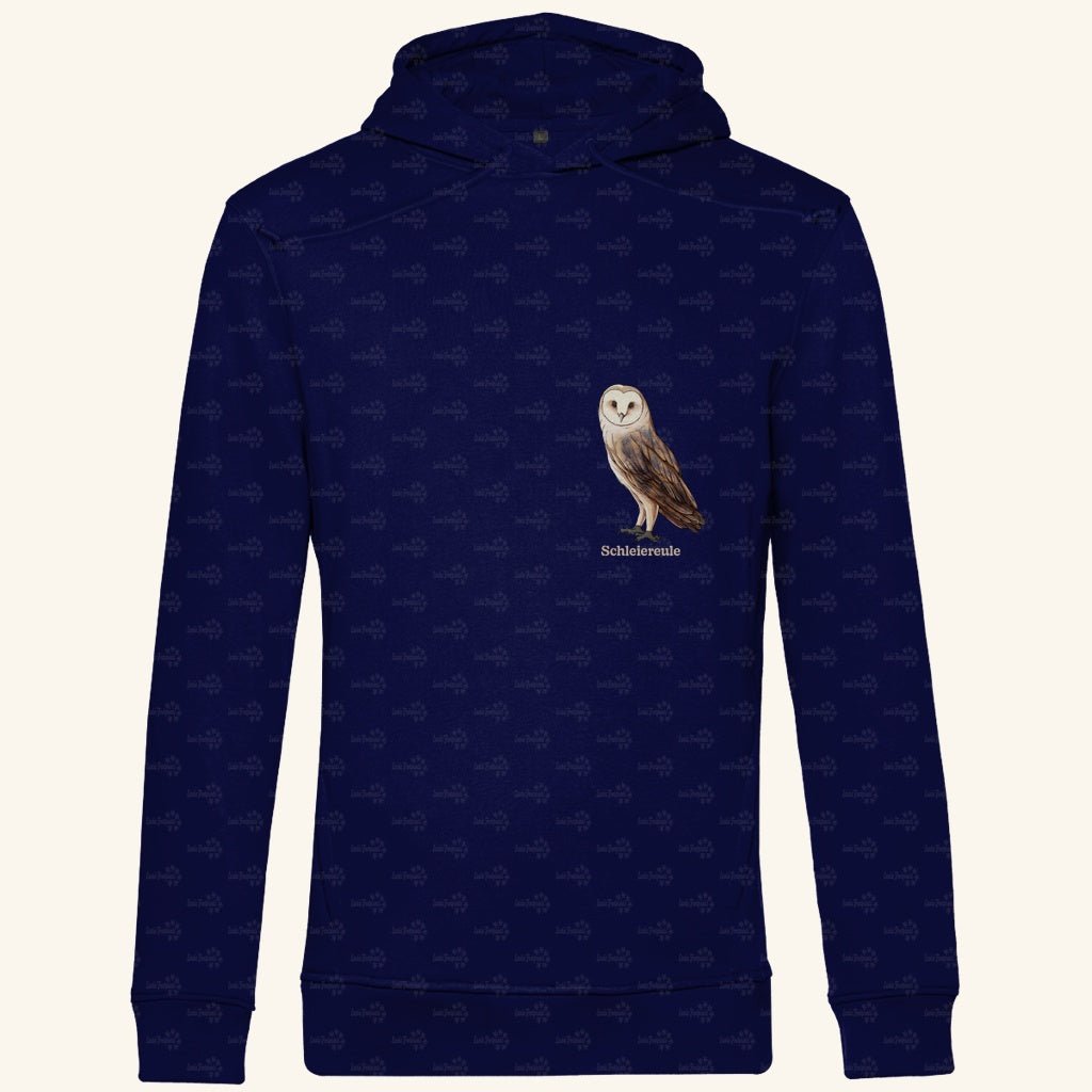 Herren Bio Hoodie mit Seitentaschen | Schleiereule Barnowl Tyto alba