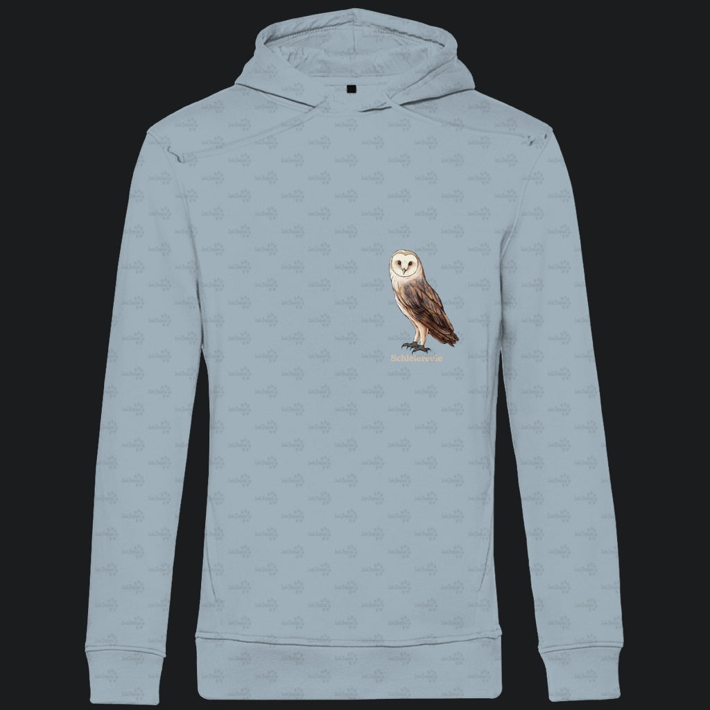 Herren Bio Hoodie mit Seitentaschen | Schleiereule Barnowl Tyto alba