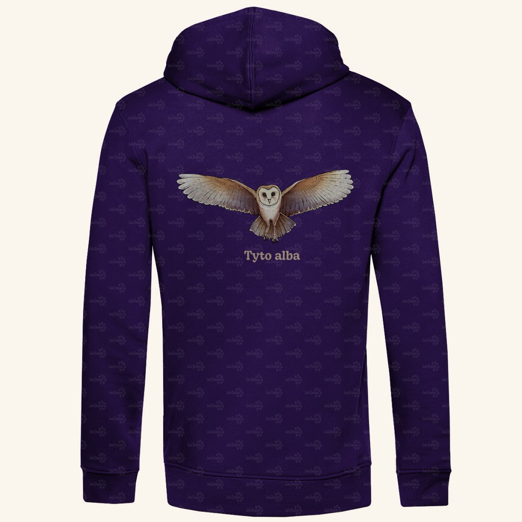 Herren Bio Hoodie mit Seitentaschen | Schleiereule Barnowl Tyto alba