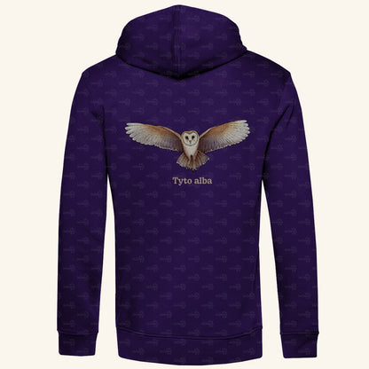 Herren Bio Hoodie mit Seitentaschen | Schleiereule Barnowl Tyto alba
