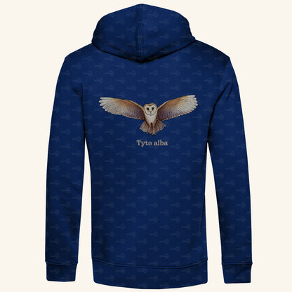 Herren Bio Hoodie mit Seitentaschen | Schleiereule Barnowl Tyto alba