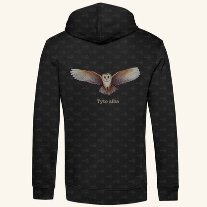 Herren Bio Hoodie mit Seitentaschen | Schleiereule Barnowl Tyto alba