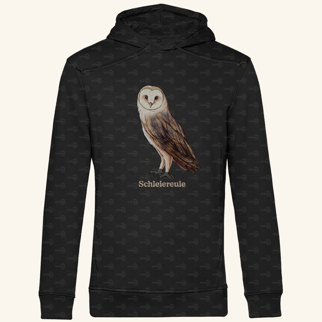 Herren Bio Hoodie mit Seitentaschen | Schleiereule Barnowl Tyto alba