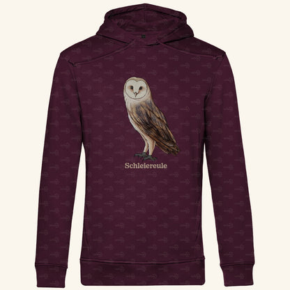 Herren Bio Hoodie mit Seitentaschen | Schleiereule Barnowl Tyto alba
