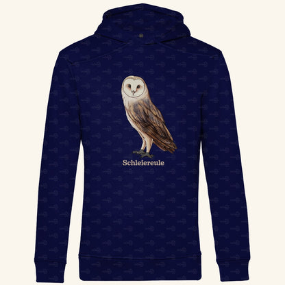 Herren Bio Hoodie mit Seitentaschen | Schleiereule Barnowl Tyto alba