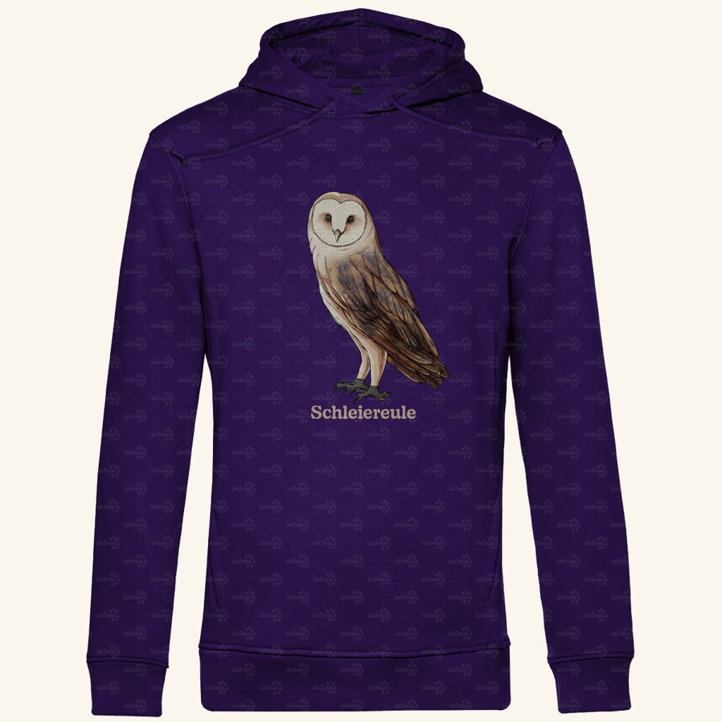 Herren Bio Hoodie mit Seitentaschen | Schleiereule Barnowl Tyto alba