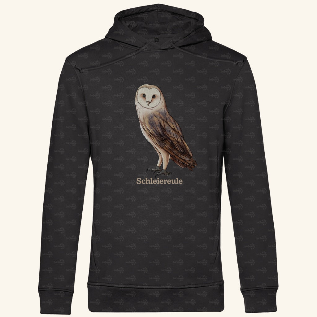 Herren Bio Hoodie mit Seitentaschen | Schleiereule Barnowl Tyto alba