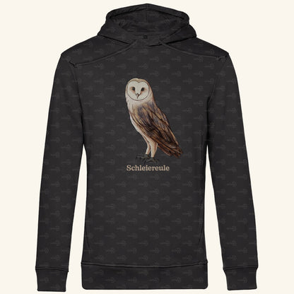 Herren Bio Hoodie mit Seitentaschen | Schleiereule Barnowl Tyto alba