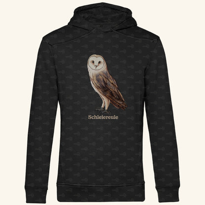 Herren Bio Hoodie mit Seitentaschen | Schleiereule Barnowl Tyto alba
