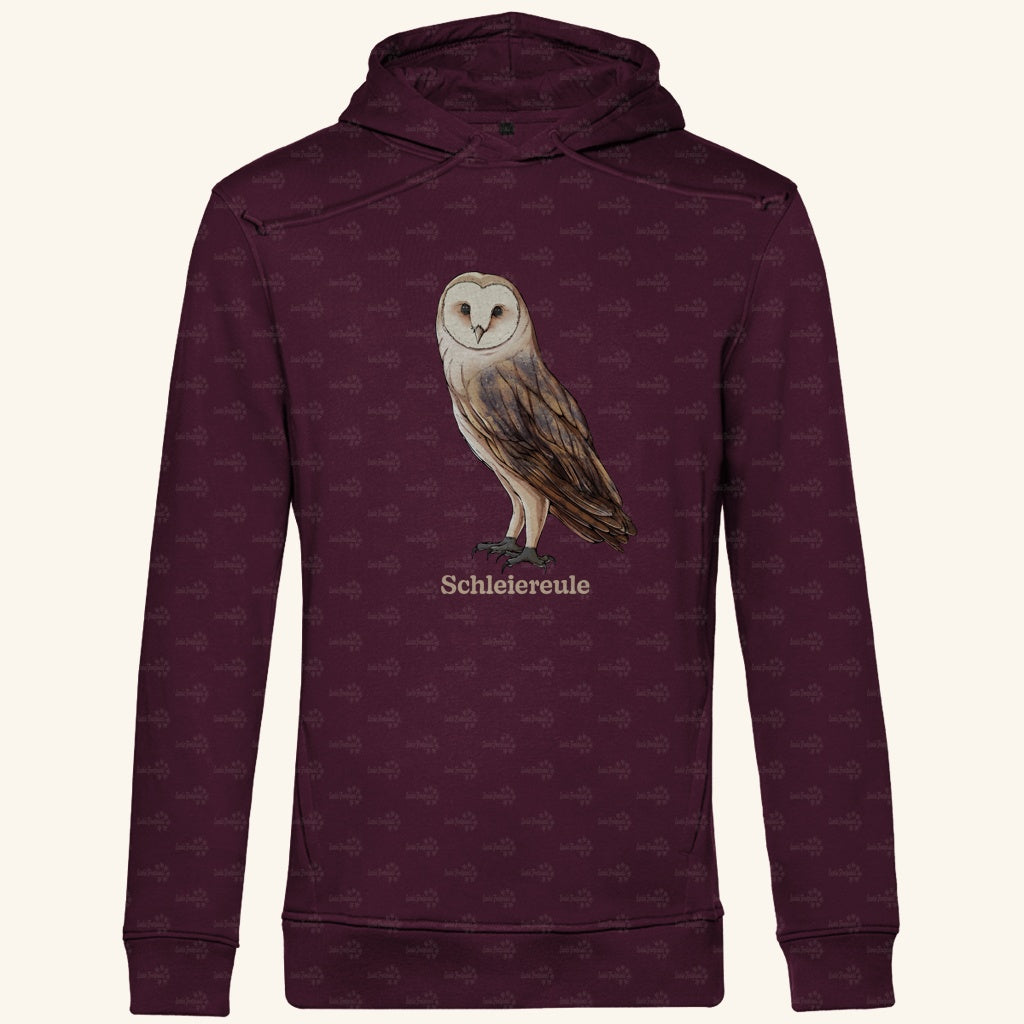 Herren Bio Hoodie mit Seitentaschen | Schleiereule Barnowl Tyto alba