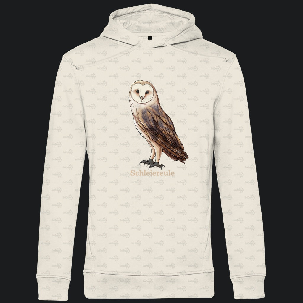 Herren Bio Hoodie mit Seitentaschen | Schleiereule Barnowl Tyto alba