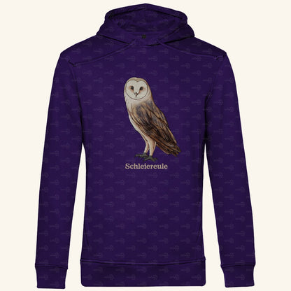 Herren Bio Hoodie mit Seitentaschen | Schleiereule Barnowl Tyto alba