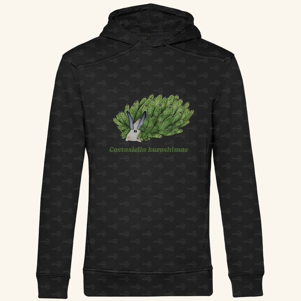 Herren  Bio Hoodie mit Seitentaschen | Blattschaf Leafsheep Costasiella kuroshimae