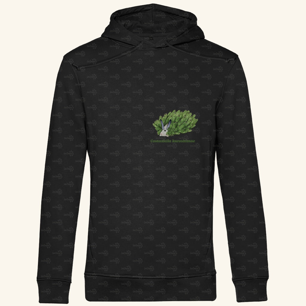 Herren  Bio Hoodie mit Seitentaschen | Blattschaf Leafsheep Costasiella kuroshimae