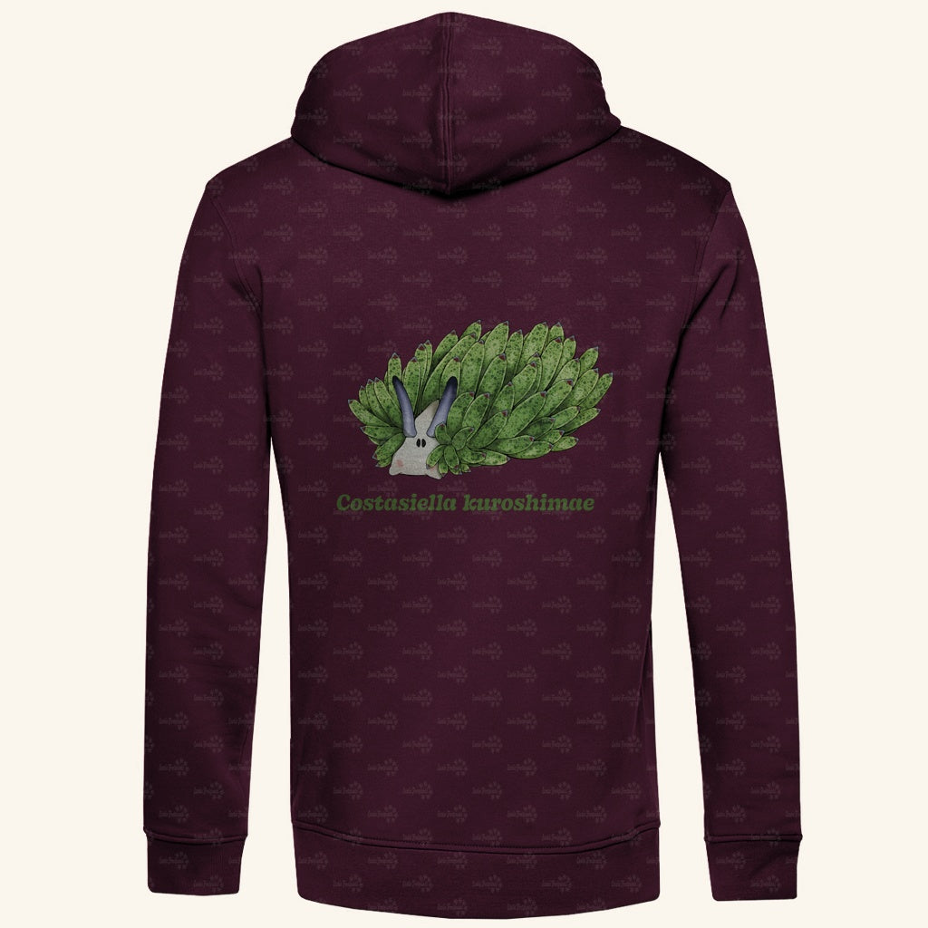 Herren  Bio Hoodie mit Seitentaschen | Blattschaf Leafsheep Costasiella kuroshimae