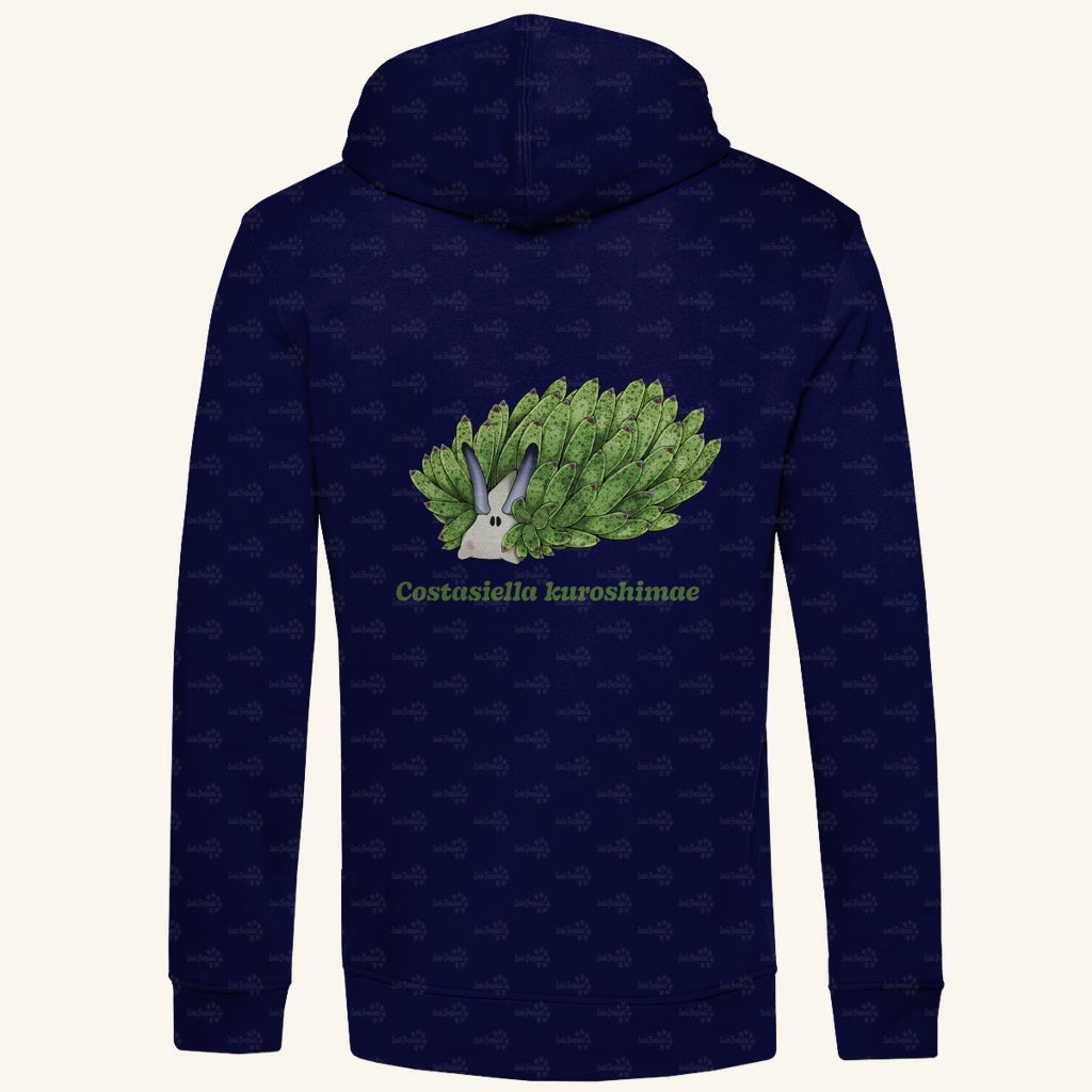 Herren  Bio Hoodie mit Seitentaschen | Blattschaf Leafsheep Costasiella kuroshimae