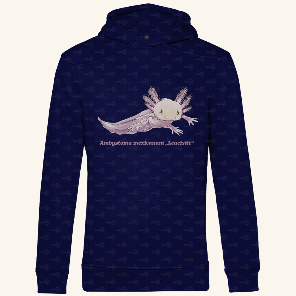 Herren Bio Hoodie mit Seitentaschen | Axolotl Ambystoma mexicanum Leucistic