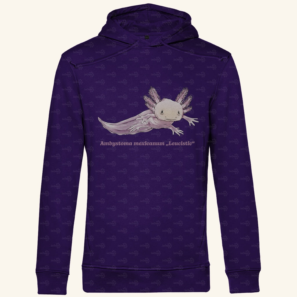 Herren Bio Hoodie mit Seitentaschen | Axolotl Ambystoma mexicanum Leucistic