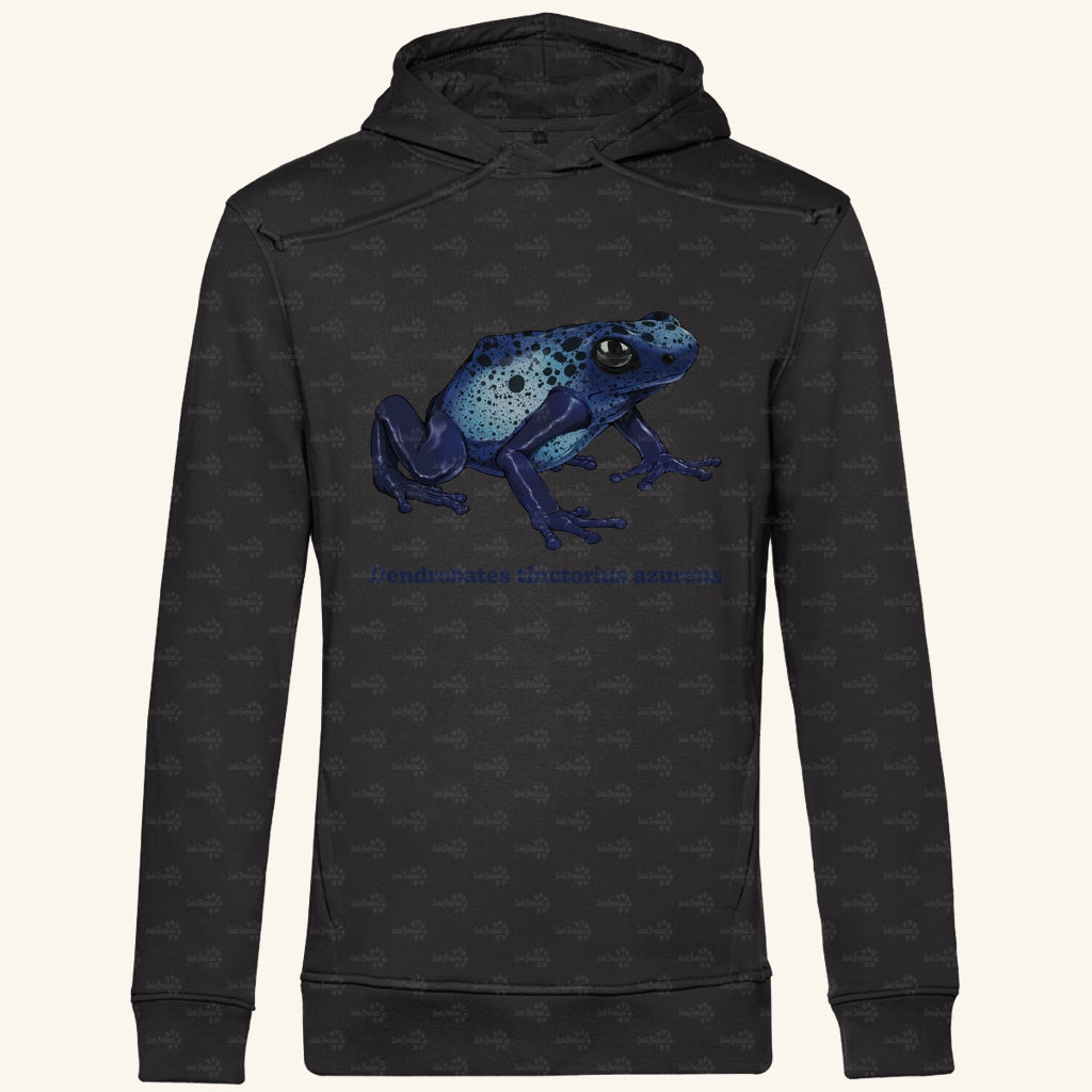 Herren Bio Hoodie mit Seitentaschen | Azurblauer Baumsteiger Dendrobates tinctorius azureus