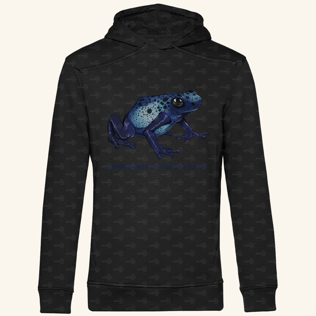 Herren Bio Hoodie mit Seitentaschen | Azurblauer Baumsteiger Dendrobates tinctorius azureus