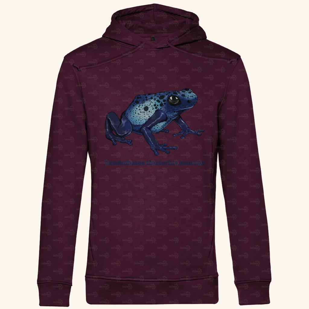 Herren Bio Hoodie mit Seitentaschen | Azurblauer Baumsteiger Dendrobates tinctorius azureus