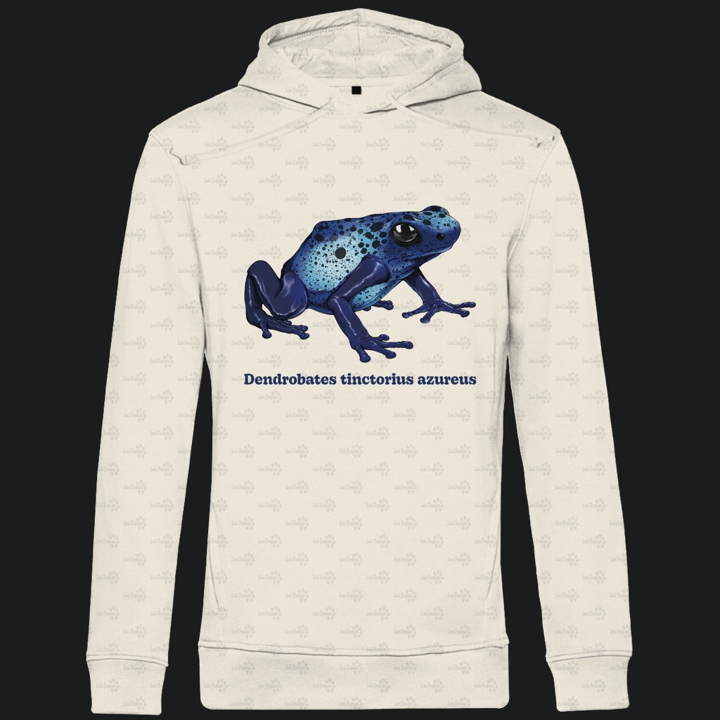 Herren Bio Hoodie mit Seitentaschen | Azurblauer Baumsteiger Dendrobates tinctorius azureus