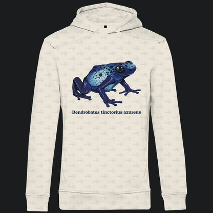 Herren Bio Hoodie mit Seitentaschen | Azurblauer Baumsteiger Dendrobates tinctorius azureus
