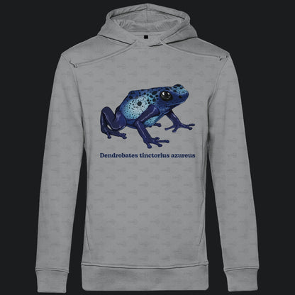 Herren Bio Hoodie mit Seitentaschen | Azurblauer Baumsteiger Dendrobates tinctorius azureus
