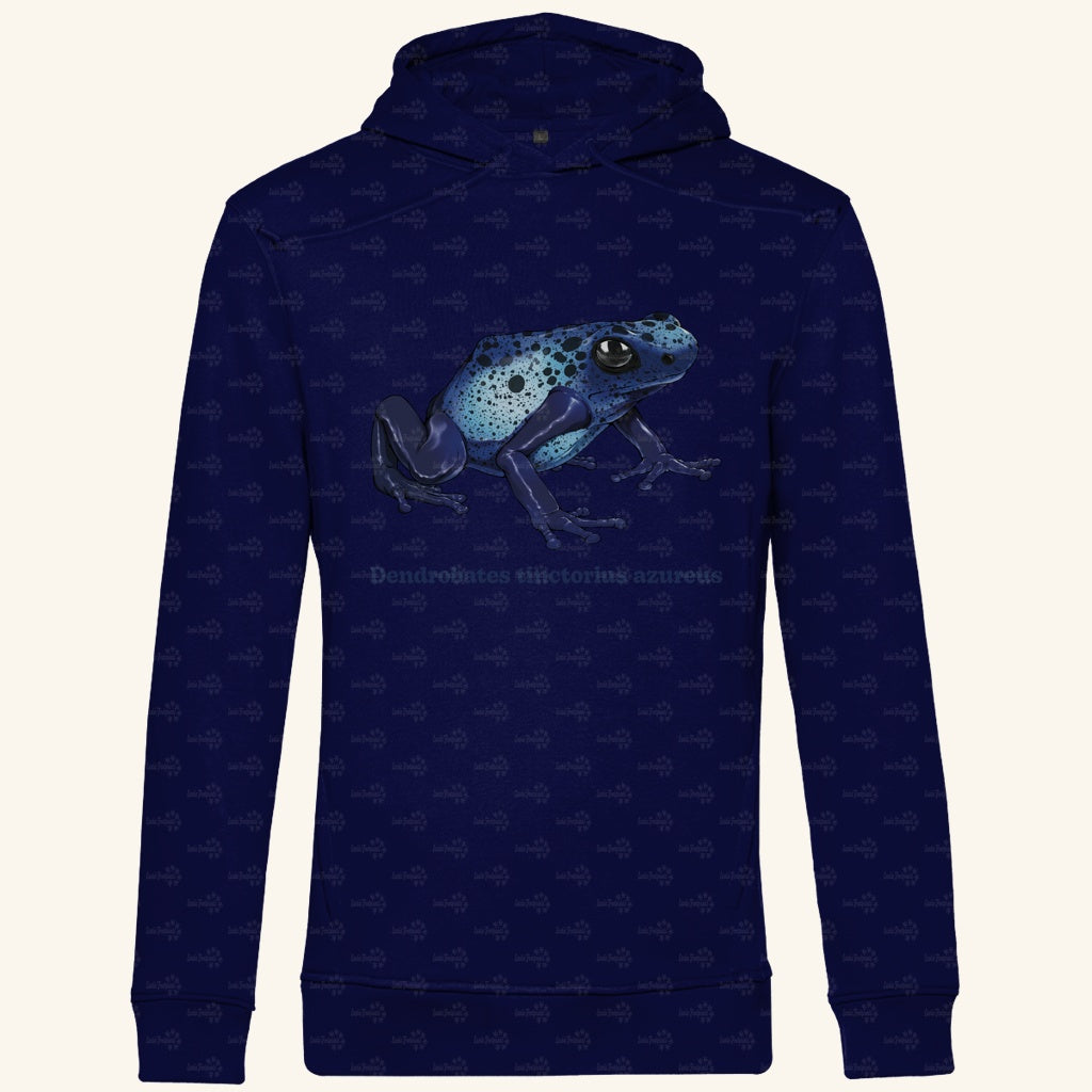 Herren Bio Hoodie mit Seitentaschen | Azurblauer Baumsteiger Dendrobates tinctorius azureus