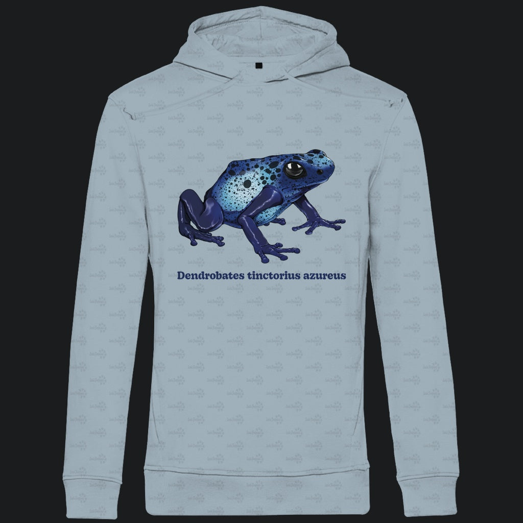 Herren Bio Hoodie mit Seitentaschen | Azurblauer Baumsteiger Dendrobates tinctorius azureus