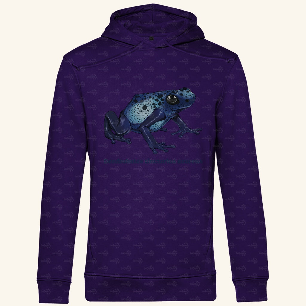 Herren Bio Hoodie mit Seitentaschen | Azurblauer Baumsteiger Dendrobates tinctorius azureus