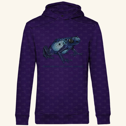 Herren Bio Hoodie mit Seitentaschen | Azurblauer Baumsteiger Dendrobates tinctorius azureus
