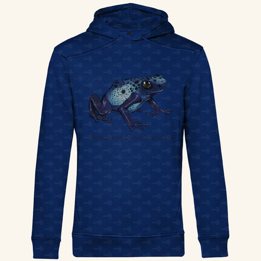 Herren Bio Hoodie mit Seitentaschen | Azurblauer Baumsteiger Dendrobates tinctorius azureus