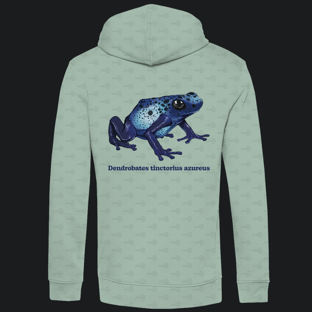 Herren Bio Hoodie mit Seitentaschen | Azurblauer Baumsteiger Dendrobates tinctorius azureus