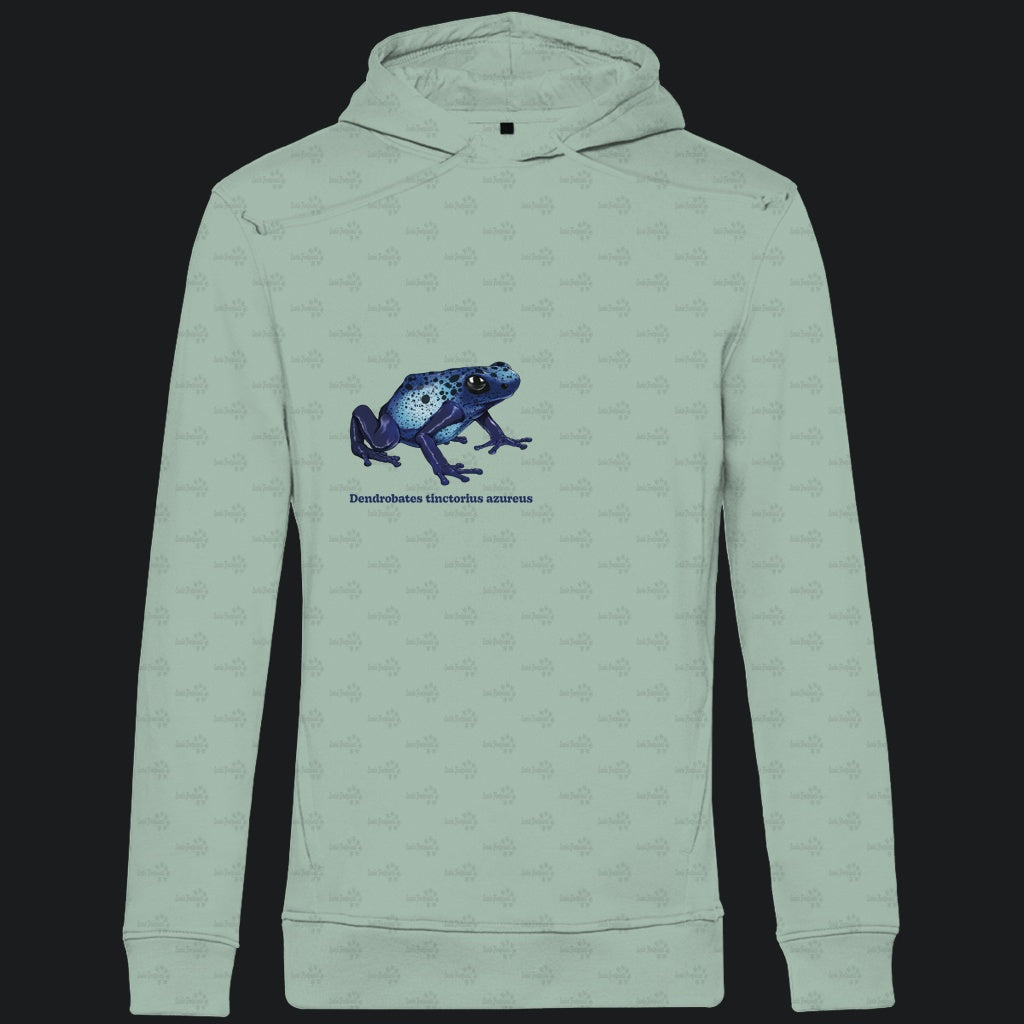 Herren Bio Hoodie mit Seitentaschen | Azurblauer Baumsteiger Dendrobates tinctorius azureus