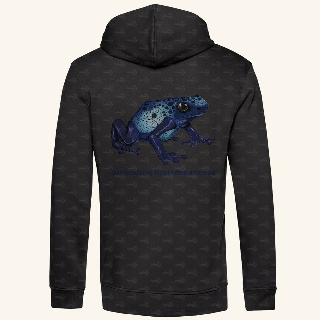 Herren Bio Hoodie mit Seitentaschen | Azurblauer Baumsteiger Dendrobates tinctorius azureus