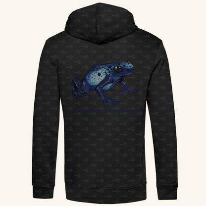 Herren Bio Hoodie mit Seitentaschen | Azurblauer Baumsteiger Dendrobates tinctorius azureus
