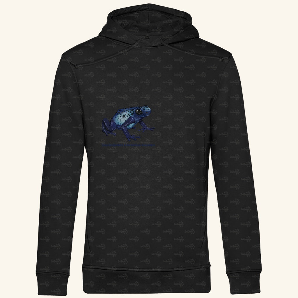 Herren Bio Hoodie mit Seitentaschen | Azurblauer Baumsteiger Dendrobates tinctorius azureus