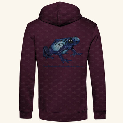 Herren Bio Hoodie mit Seitentaschen | Azurblauer Baumsteiger Dendrobates tinctorius azureus