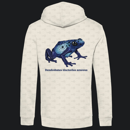Herren Bio Hoodie mit Seitentaschen | Azurblauer Baumsteiger Dendrobates tinctorius azureus