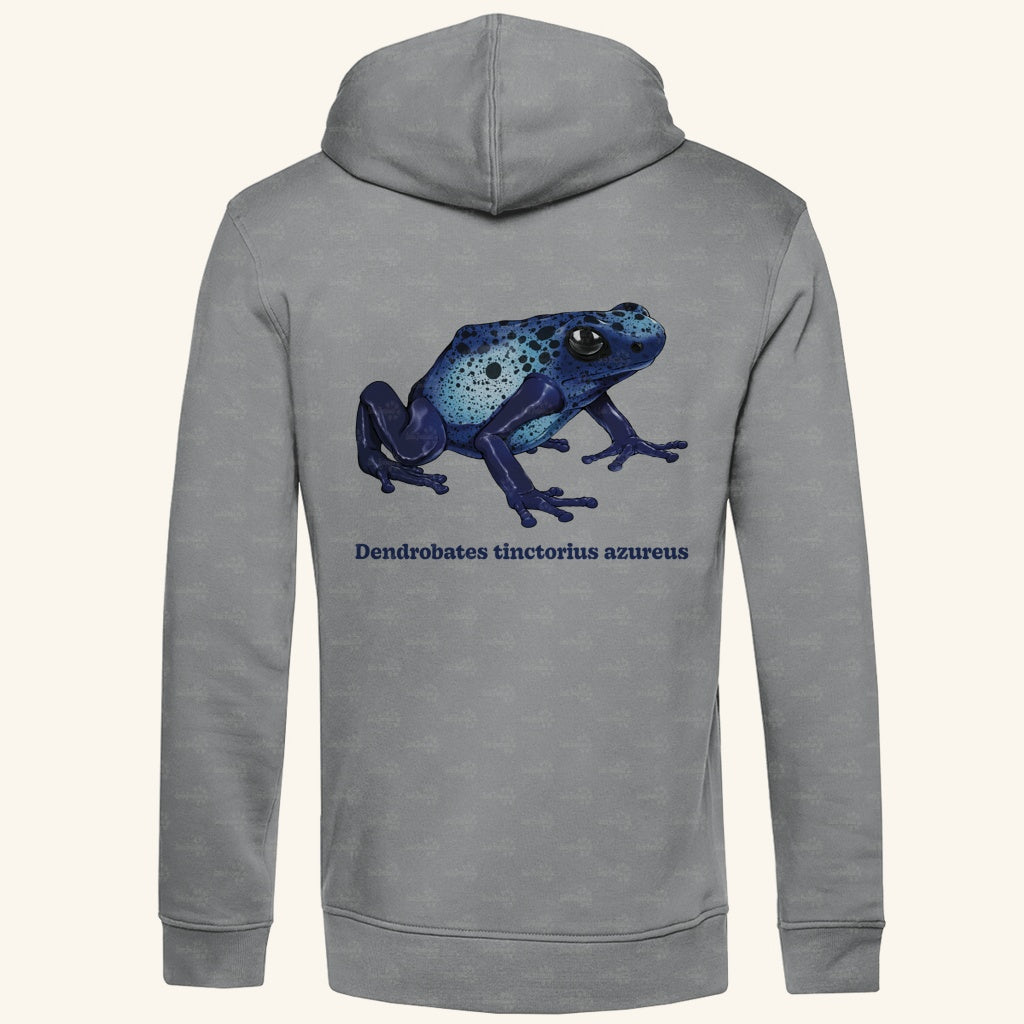Herren Bio Hoodie mit Seitentaschen | Azurblauer Baumsteiger Dendrobates tinctorius azureus