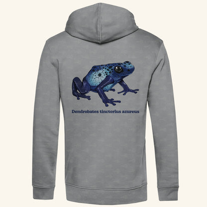 Herren Bio Hoodie mit Seitentaschen | Azurblauer Baumsteiger Dendrobates tinctorius azureus