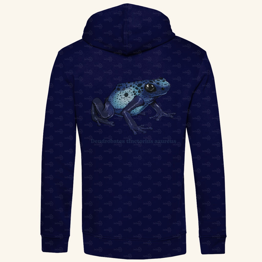 Herren Bio Hoodie mit Seitentaschen | Azurblauer Baumsteiger Dendrobates tinctorius azureus