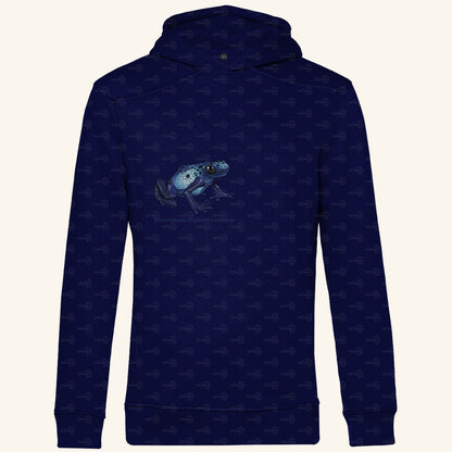 Herren Bio Hoodie mit Seitentaschen | Azurblauer Baumsteiger Dendrobates tinctorius azureus