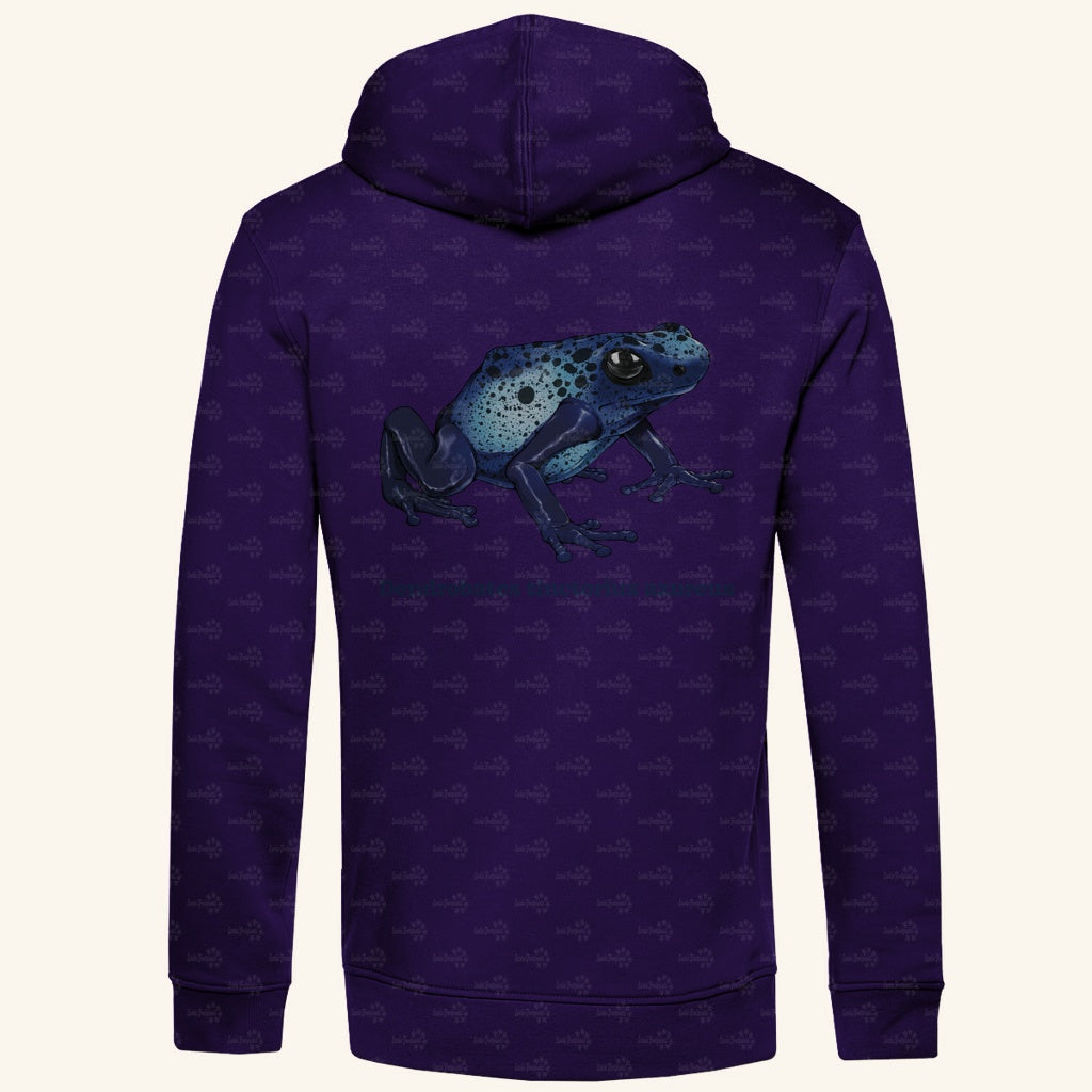 Herren Bio Hoodie mit Seitentaschen | Azurblauer Baumsteiger Dendrobates tinctorius azureus