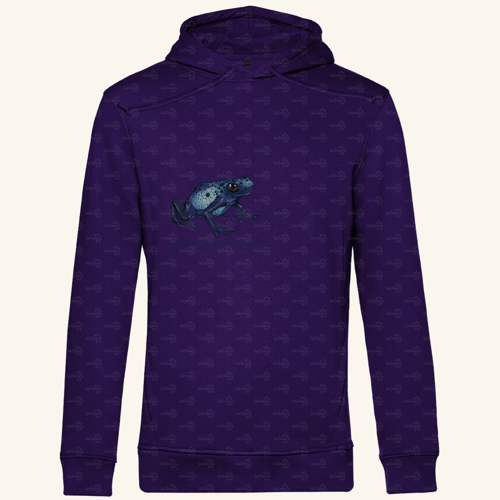 Herren Bio Hoodie mit Seitentaschen | Azurblauer Baumsteiger Dendrobates tinctorius azureus