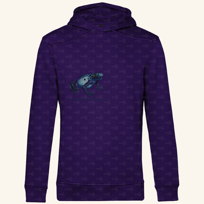 Herren Bio Hoodie mit Seitentaschen | Azurblauer Baumsteiger Dendrobates tinctorius azureus